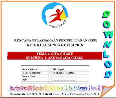 Download Gratis Rpp Kurikulum 2013 Sd Mi Kelas 1 2 3 4 5 6 Semester 2 Revisi 2018 Mata Pelajaran