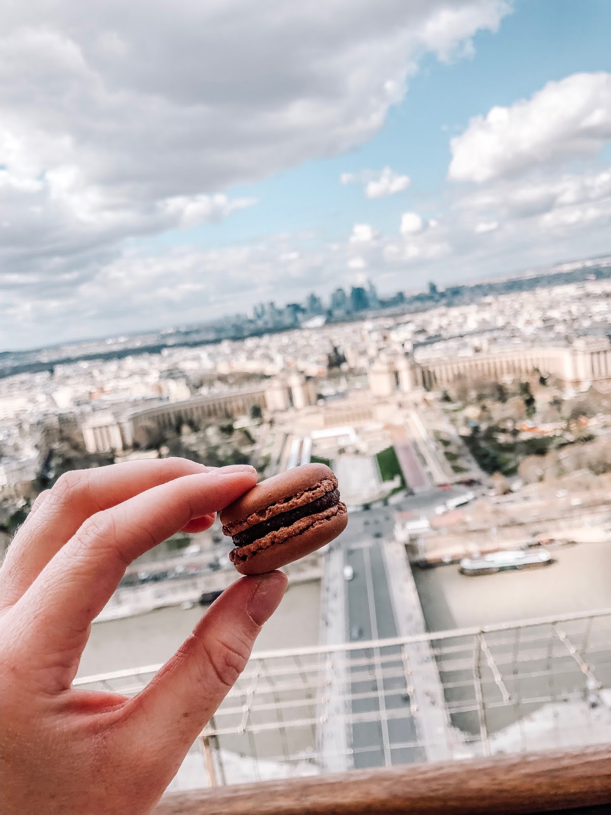 chocolate macaroon inside the Eiffel Tower