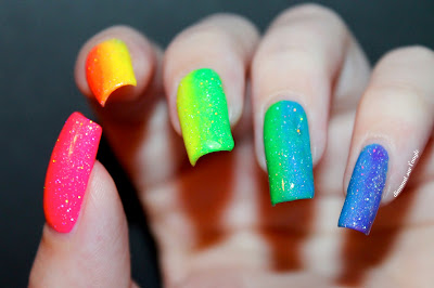 Rainbow Gradient Neon Nail Art