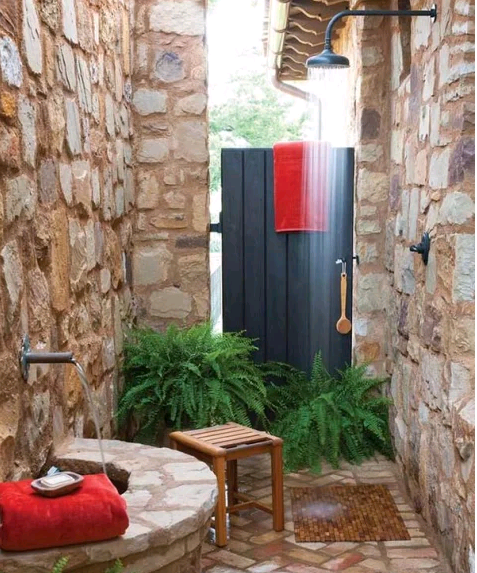 14 desain  model kamar  mandi  outdoor dengan konsep alami 