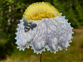 Camomile embroidery brooch