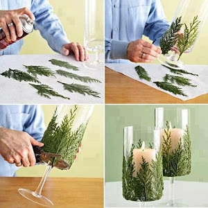 centro de mesa elaborado con ramas de pino