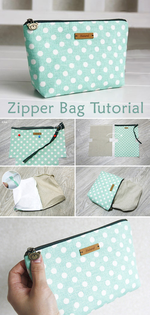 Linen Zipper Bag Tutorial DIY Tutorial Ideas!