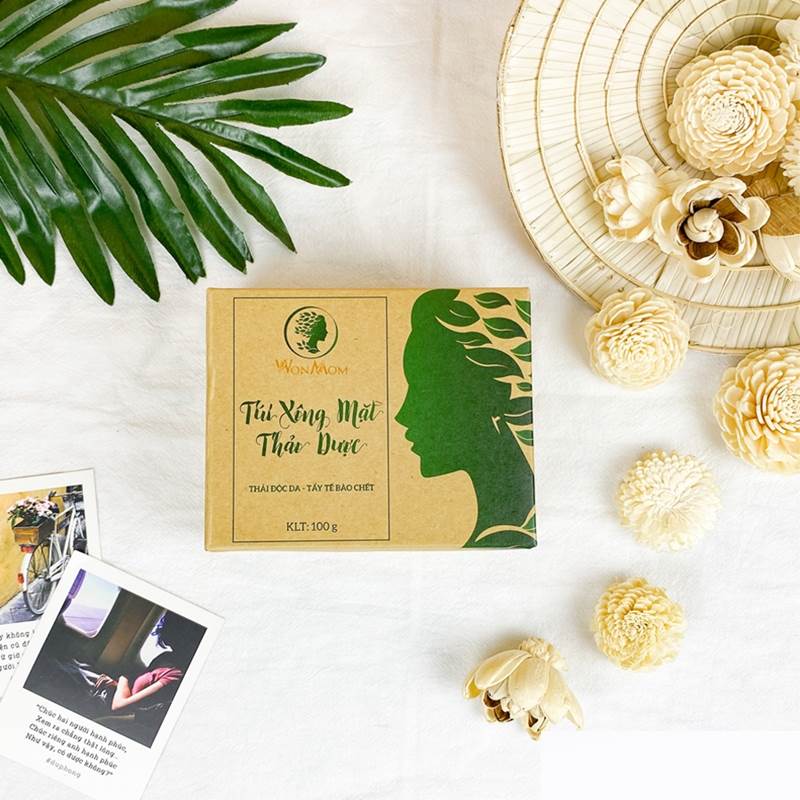 Wonmom Túi xông mặt thảo dược trị mụn ẩn, se khít chân lông 10 túi/hộp.