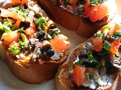 Olive and Goat Cheese Bruschetta