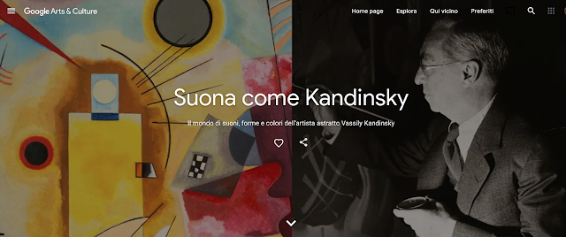 Immagine dell'hub di Google Arts & Culture dedicato all'artista con scritto "Suona come Kandinsky" al centro