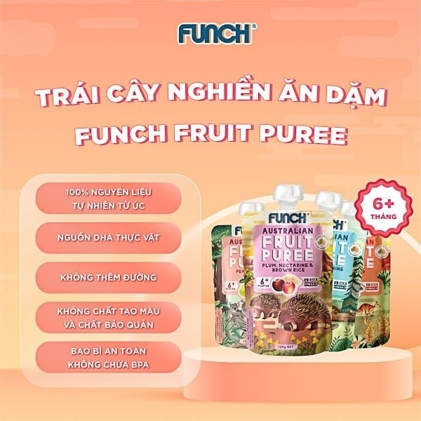 [Hộp] Trái Cây Nghiền Ăn Dặm 100% Nguyên Chất Funch Úc