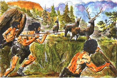 Indígenas cazando venados