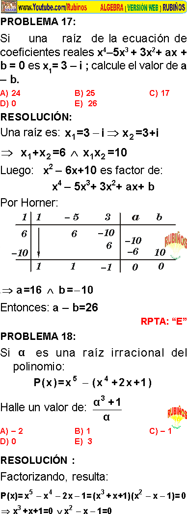 ECUACIONES POLINOMIALES EJERCICIOS RESUELTOS PDF