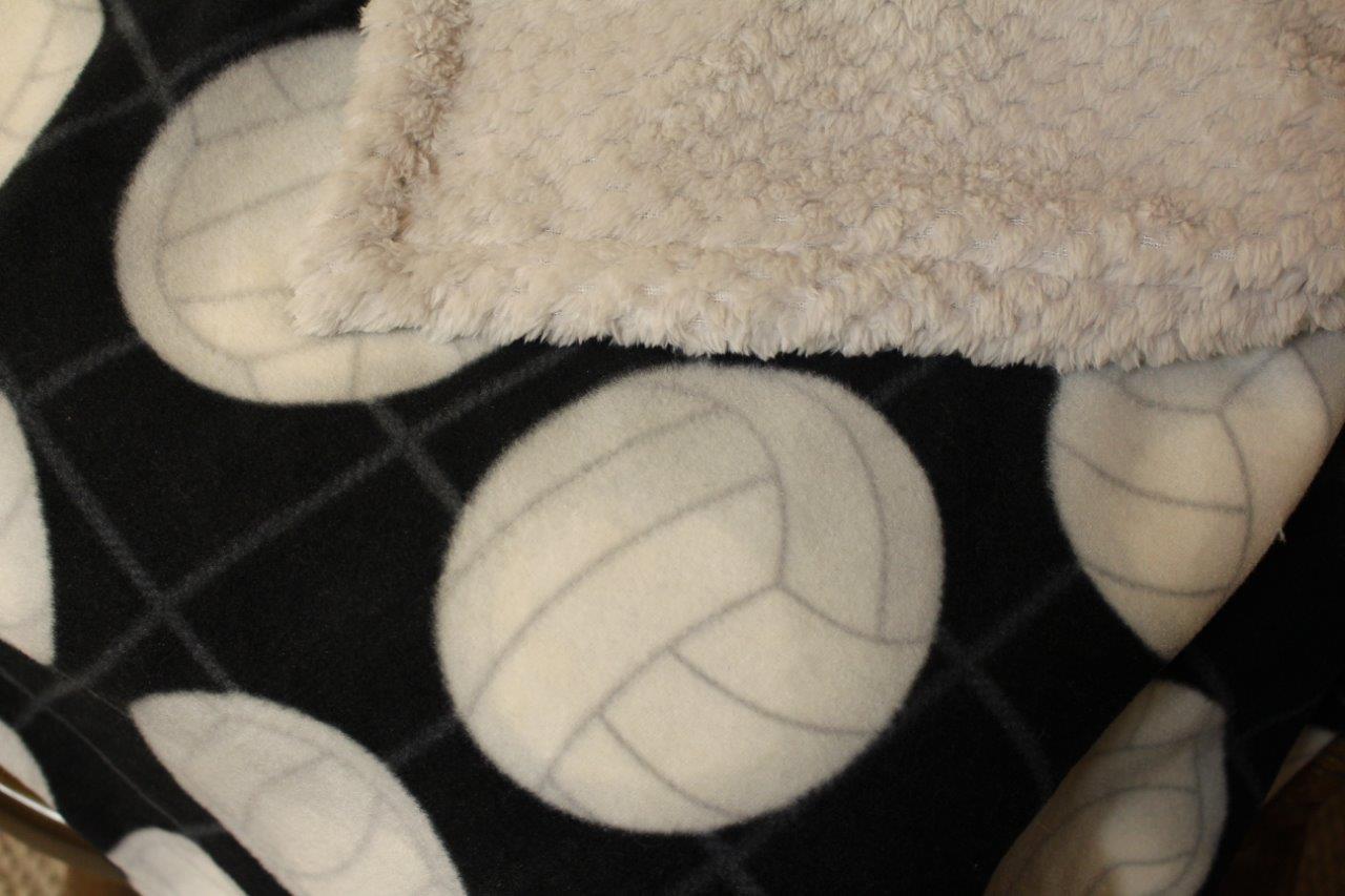 Sarah Lynn's Mitered Corner Fleece & Minky Volleyball Blanket & Pillow