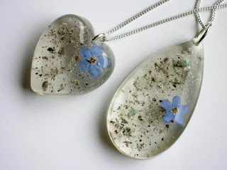 Forget me not flower and ashes pendants