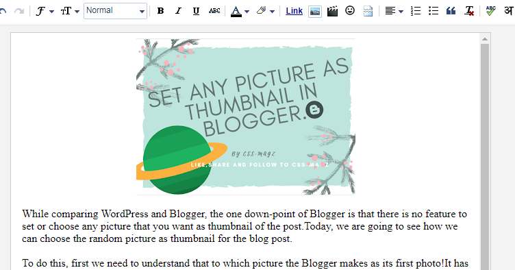Set any thumbnail for the blogger blog post - Css-Magz