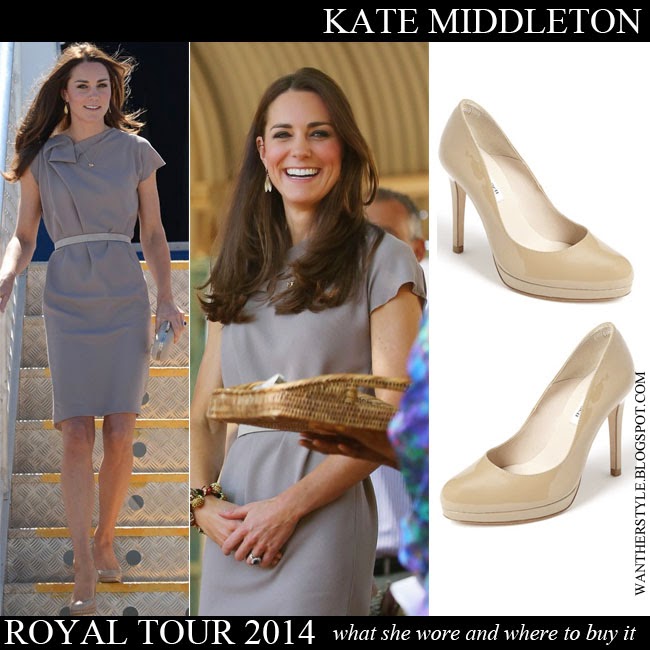 WHAT SHE WORE: Kate Middleton in taupe beige patent leather platform ...