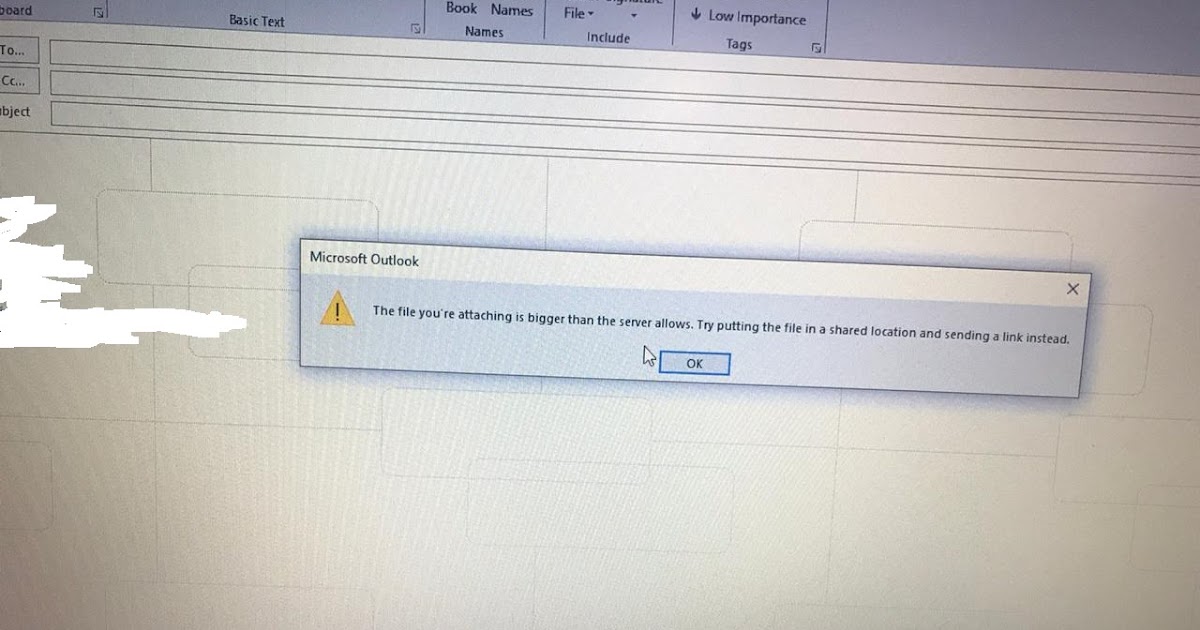 The File you're attaching is bigger than the server allows