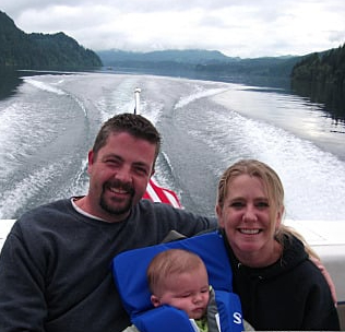 Joseph Jens Price with his wife Tonya Harding and their son childhood picture