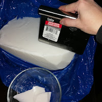 chopping melt and pour soap base for business
