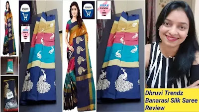 amazon banarasi saree review, dhruvi trendz saree, banarasi saree online