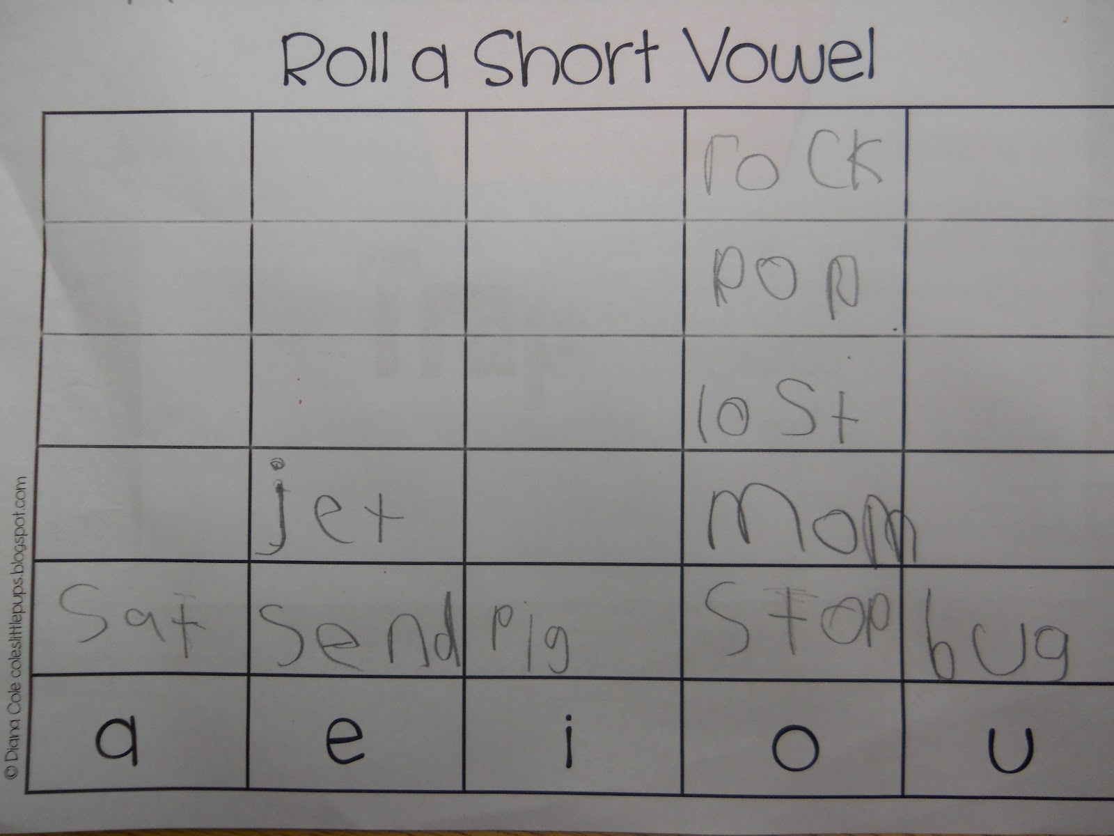 Mrs. T's First Grade Class: Roll a Short Vowel