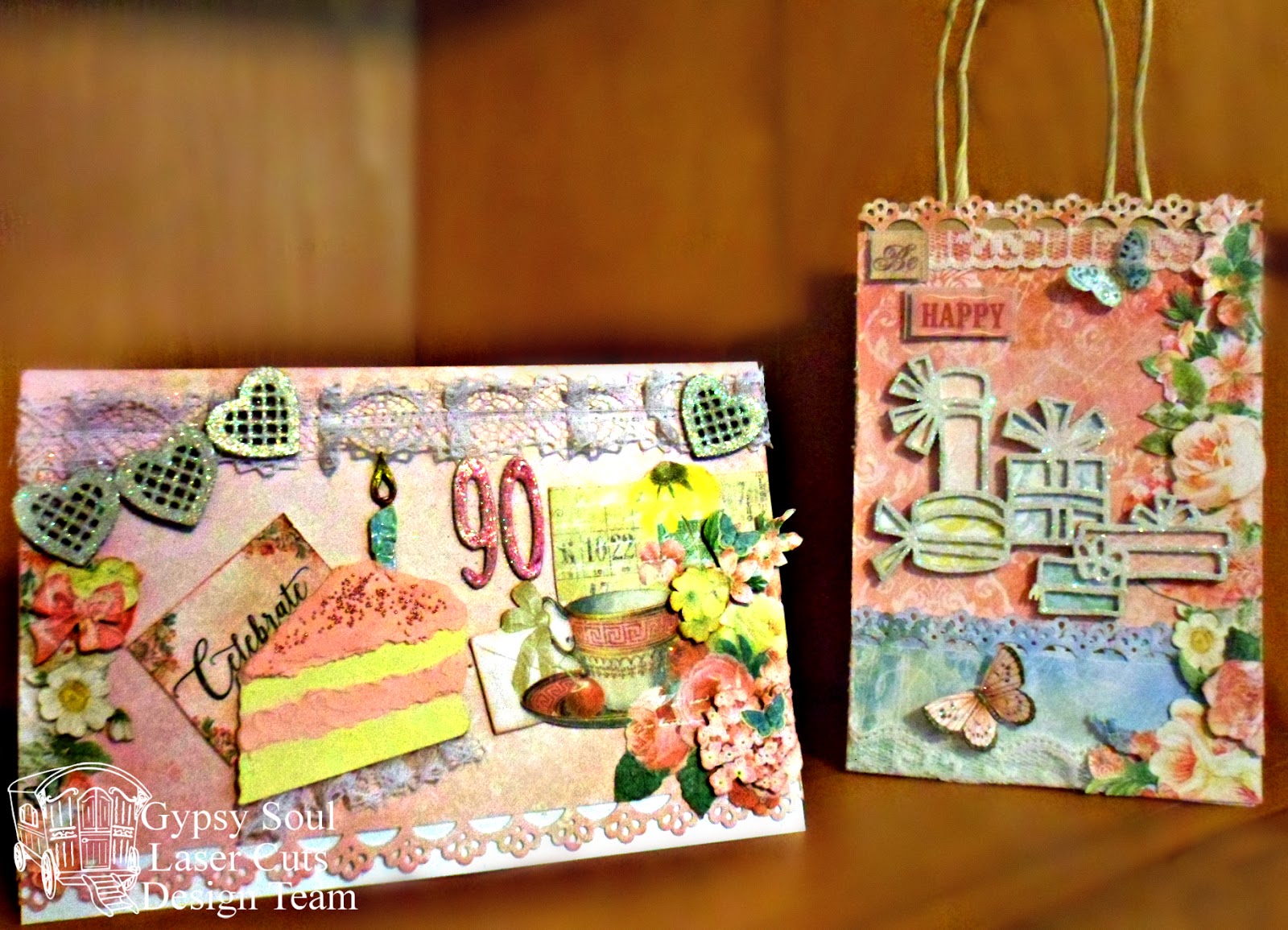 GSL Cuts Celebrate!!! 90th Birthday Card and Gift Bag by Lynne