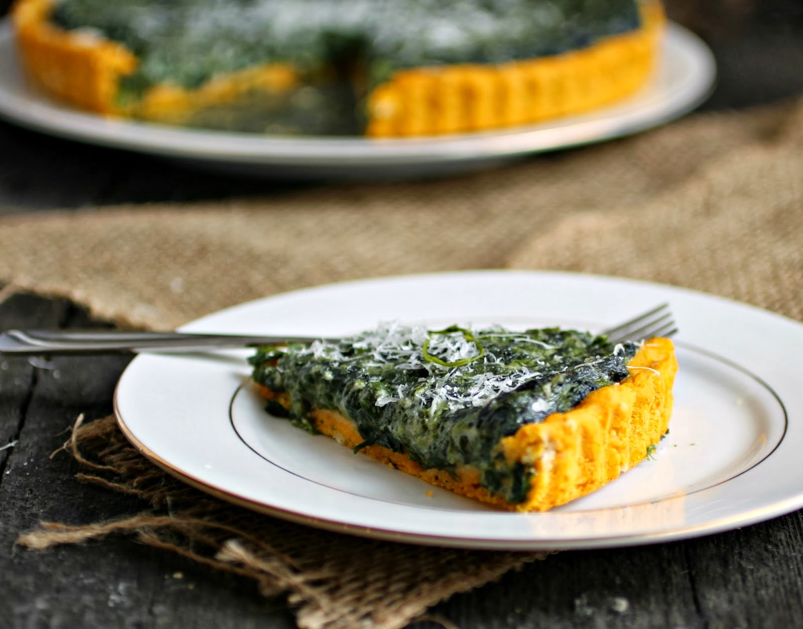 Hungry Couple Skinny Spinach Tart with a Squash Crust