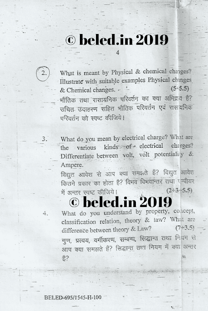 B.EL.Ed Question Paper Year 1 Core natural science 2014