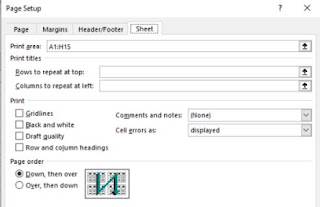 Mengatur sheet options untuk menugbah file Excel menjadi PDF