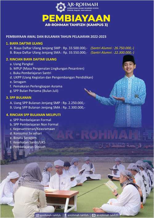 Biaya Sekolah Ar-Rohmah Islamic Boarding School Malang