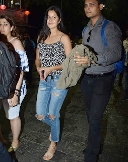Katrina Kaif Spotted at Airport in Black Tank Top and Denim Jeans in Mumbai