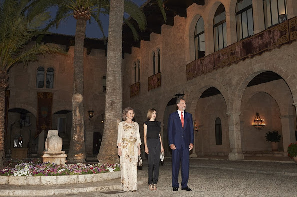 King Felipe, Queen Letizia, Queen Sofia attend a official reception at the Almudaina Palace
