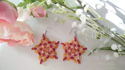 Pendientes en macramé, aros, aretes, Earrings, hoops, earrings in macramé by #AdrianaAbril
