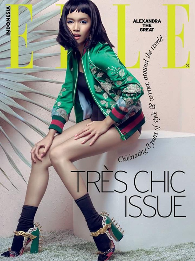 Elle Indonesia April 2016, Alexandra Asmasoebrata 2016 SS Gucci Silk Floral Embroidered Bomber Jacket Editorials