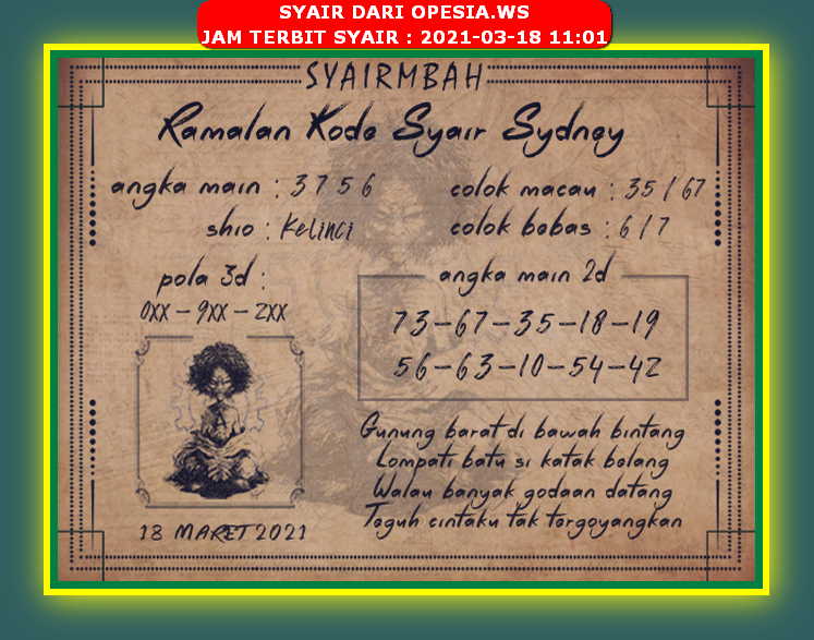 Kode Syair Sydney Kamis 18 Maret 2021 Kumpulan Syair Toto