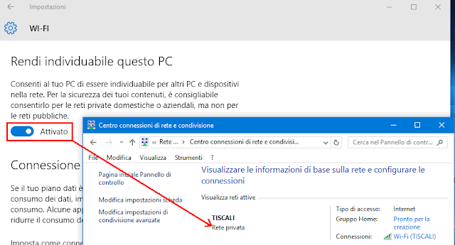 Windows 10 attivare Rete privata