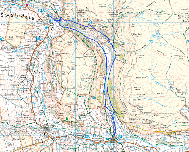 Muker Keld walk map route Yorkshire dales