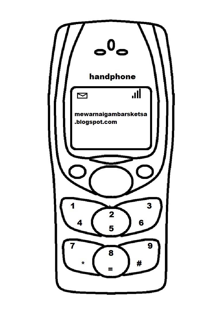 Mewarnai Gambar Sketsa Handphone 2 Hp