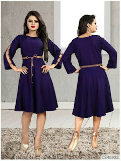 Women's American Crepe Knee-Length Solid Dresses