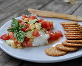 Creamy Ricotta with Tomato-Cucumber-Corn Salad
