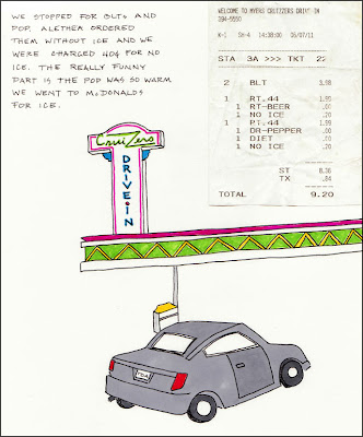 retro drive in restaurant travel journal drawing