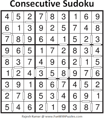 Solution of Consecutive Sudoku Puzzle (Fun With Sudoku Series #263)