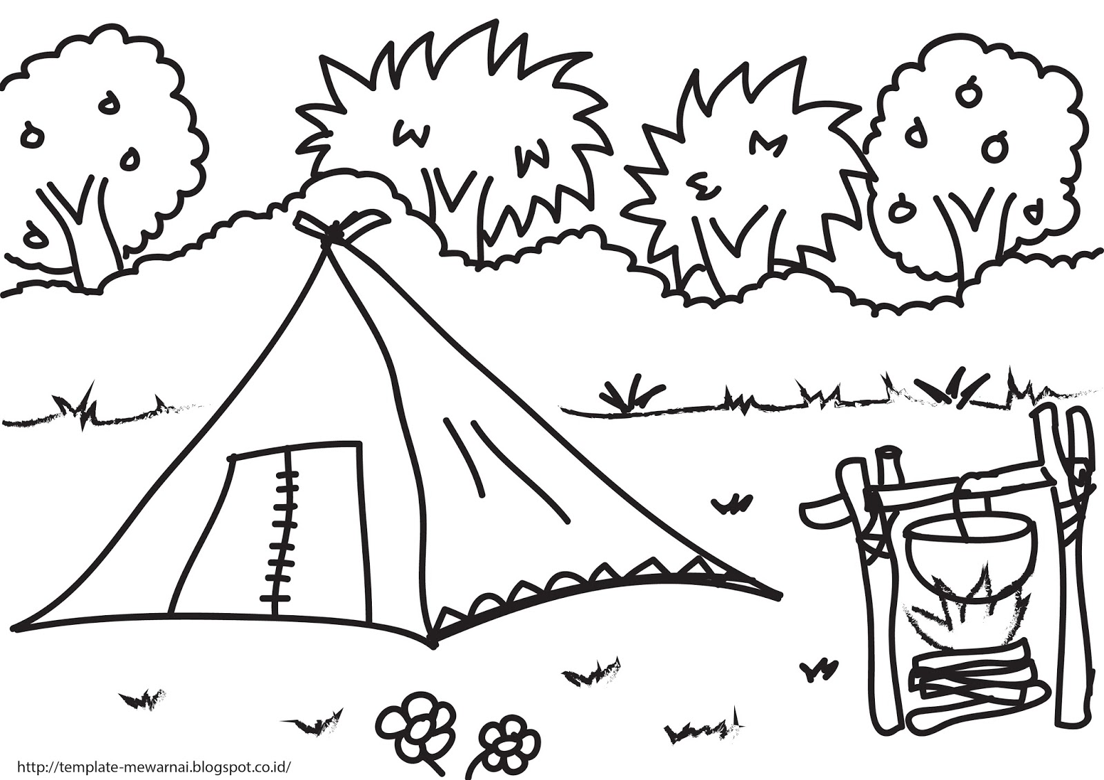 Mewarnai Gambar Perkemahan Gambar Mewarnai Tk Drawing Image