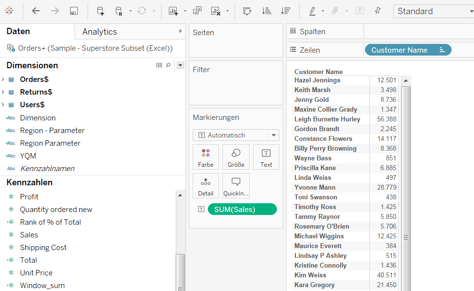 Tableau Table Calculation Function WINDOW Functions
