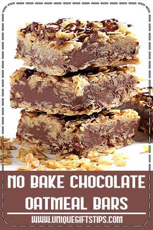 No Bake Chocolate Oatmeal Bars - The only thing easier than making these no-bake chocolate oatmeal bars is eating #food #dessert #cake #chocalate #recipe