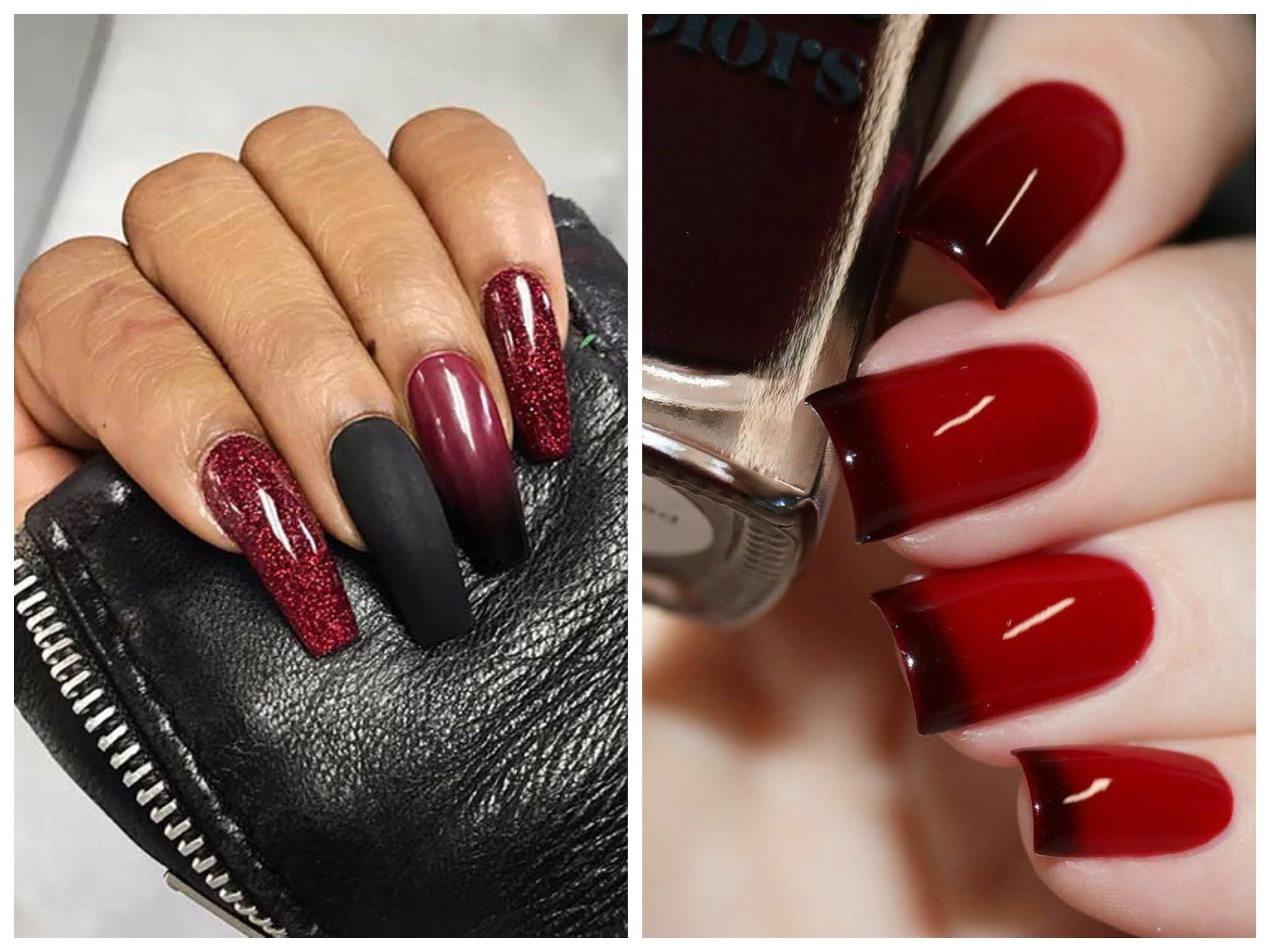 black nails with one red