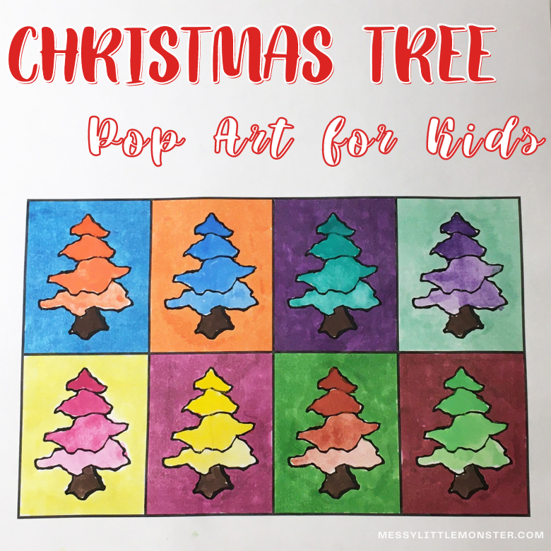 Christmas tree pop art project for kids