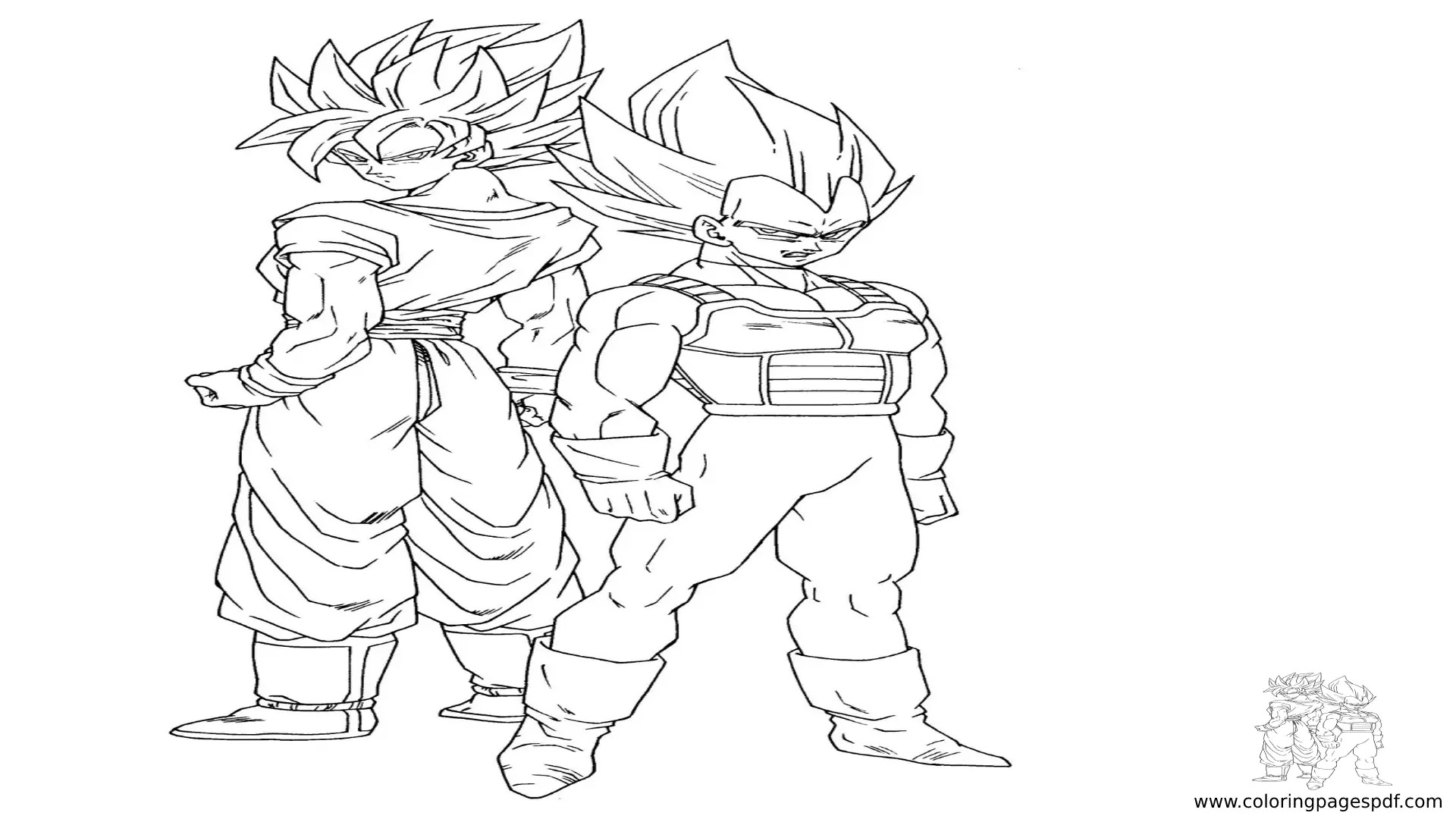 Coloring Page Of Super Saiyan Goku And Vegeta