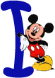 Alfabeto de personajes de Disney con letras azules I.
