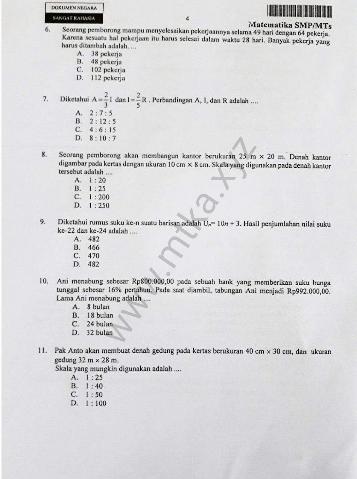 Contoh Soal Soal Mtk Un Smp 2019 Contoh Soal Soal Mtk Un Smp 2019