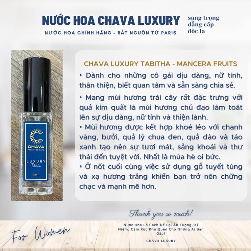 NƯỚC HOA MINI LUXURY TABITHA 5ML – CHAVA