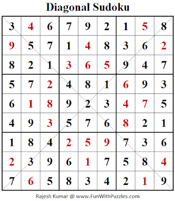 Answer of Diagonal Sudoku Puzzle (Fun With Sudoku #306)