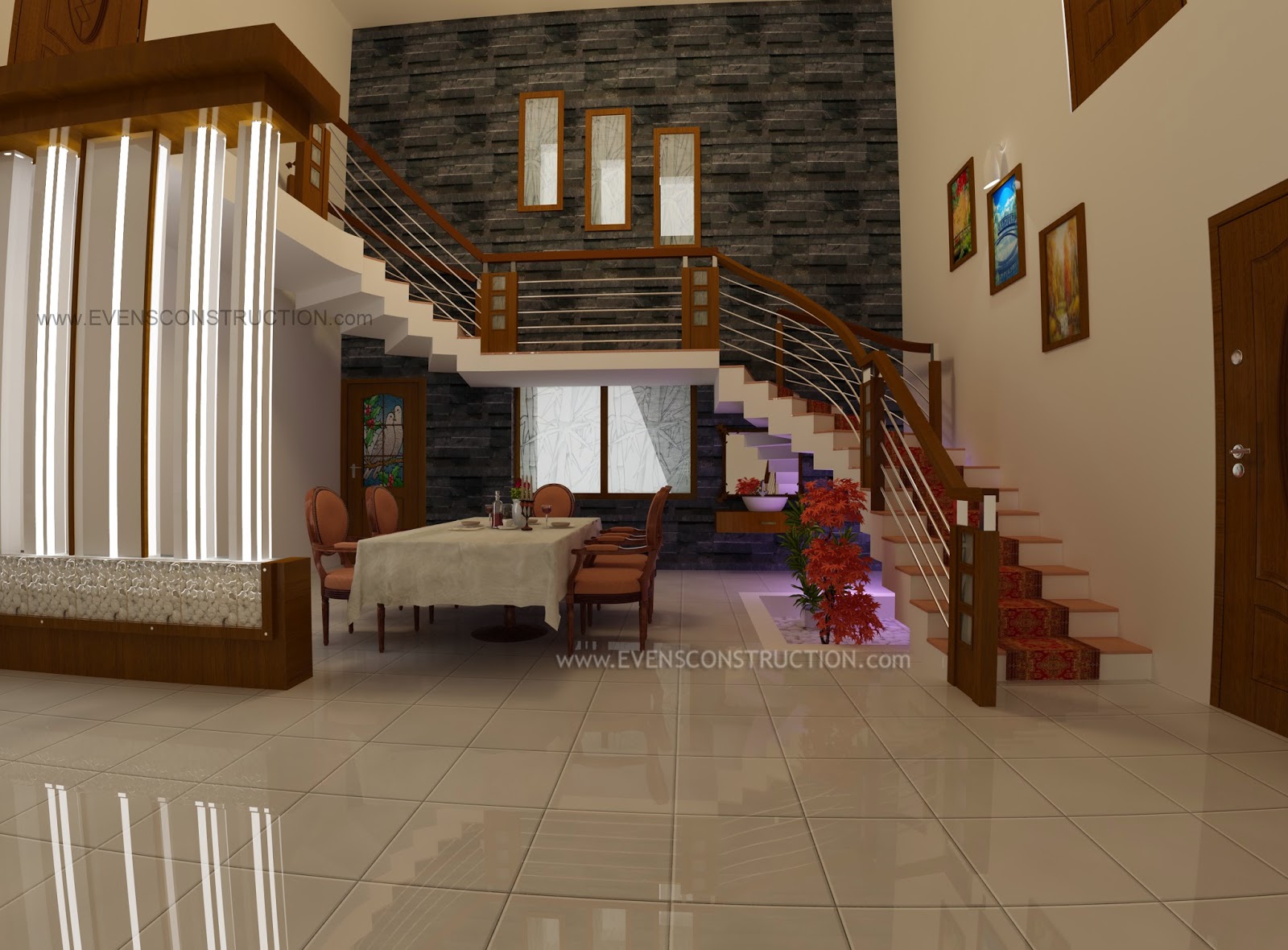 Evens Construction Pvt Ltd Dining And Stair Area